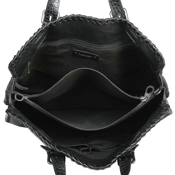 Bottega Veneta nero waxed leather briefcase 16043 black